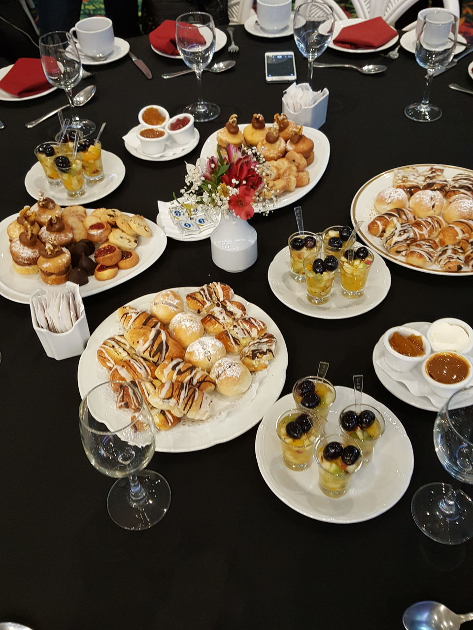 HIGH ANGLE VIEW OF VARIOUS FOOD SERVED ON TABLE