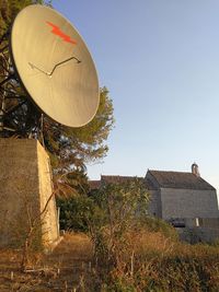 Information sign against clear sky