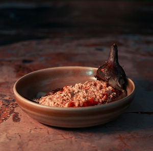 Close-up of food in bowl on table