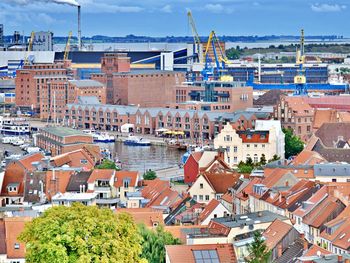 Looking over old town of wismar