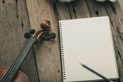 High angle view of pen on table