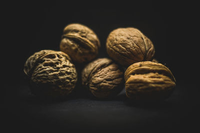 Close-up of candies against black background