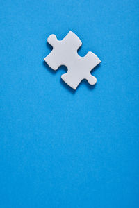 High angle view of number on blue background