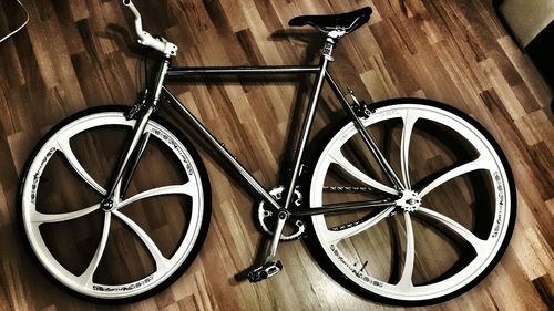 Close-up of bicycle on table