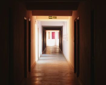 Narrow corridor along walls