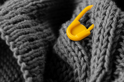 High angle view of yellow machine