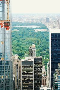 High angle view of buildings against sky