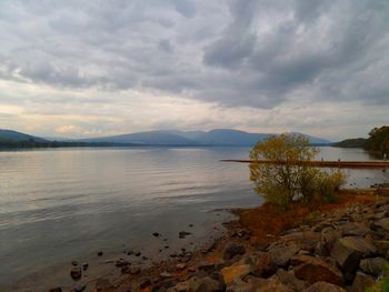 Scenic view of lake against sky