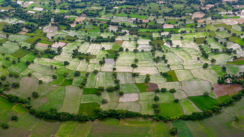 High angle view of buildings in city