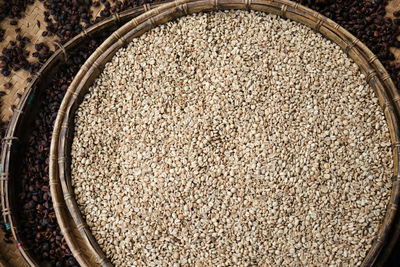 High angle view of bread in container at market