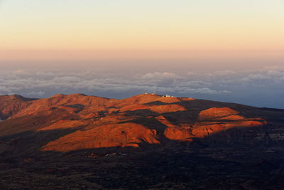 Scenic view of mountains during sunset