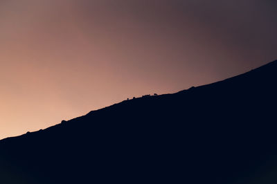 Low angle view of silhouette mountain against sky during sunset