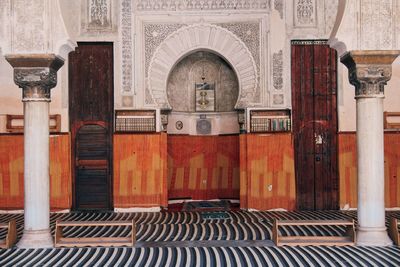 Closed door of historic building