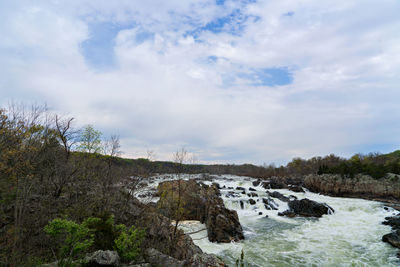 Scenic view of landscape against cloudy sky