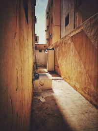 Empty alley amidst buildings in city