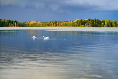 Scenic view of lake against sky