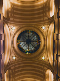 Low angle view of illuminated ceiling of building