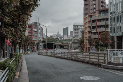 Road amidst buildings in city