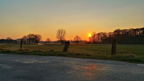 Scenic view of landscape at sunset