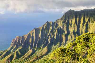 View of mountain against cloudy sky