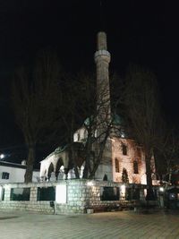 View of built structure at night