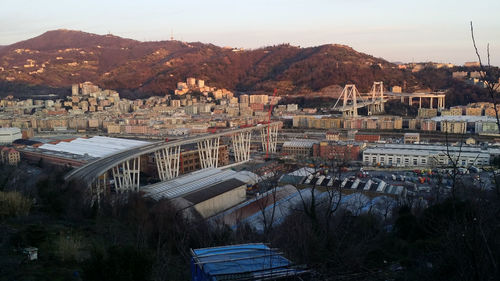 High angle view of townscape against sky