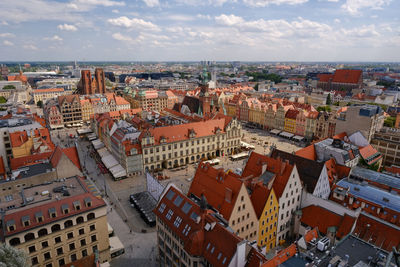 High angle view of townscape against sky