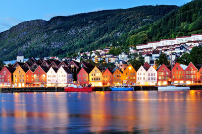 Boats moored at harbor