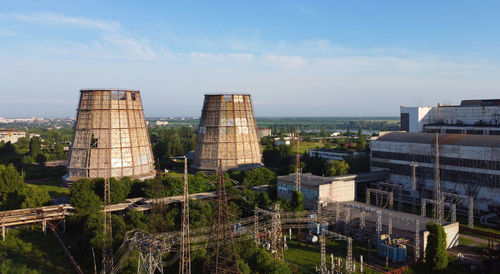 High angle view of buildings in city