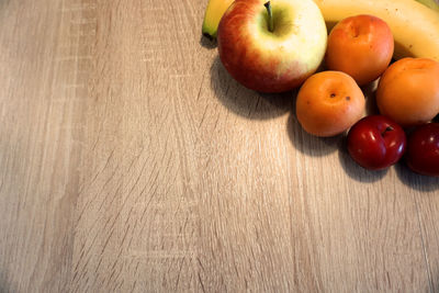 High angle view of apples on table