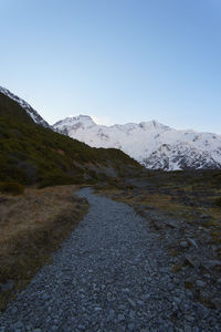 Scenic view of mountains against clear sky