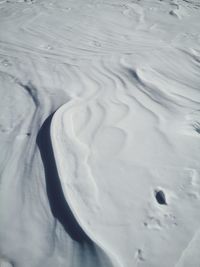 High angle view of snow on land