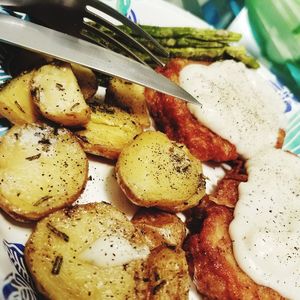 Close-up of breakfast on plate