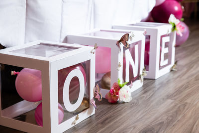 Close-up of toy blocks on table