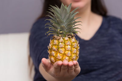 Close-up of hand holding fruit