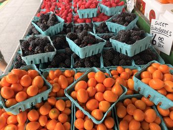 High angle view of fruits for sale