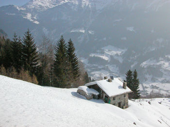 Scenic view of snow covered mountain