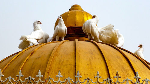 Low angle view of statue against sky