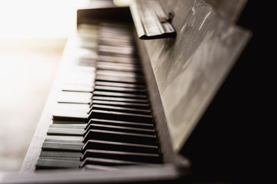 High angle view of piano keys