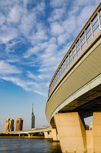 Low angle view of buildings against cloudy sky