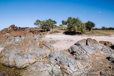 View of landscape against clear sky