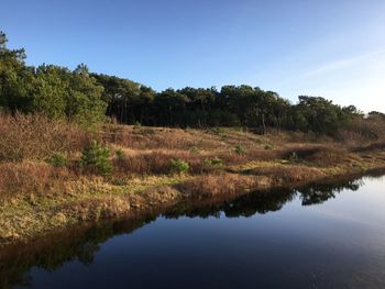 Scenic view of lake against sky