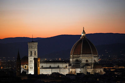 View of buildings against sky at sunset