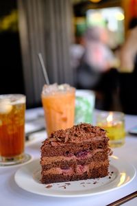 Close-up of dessert in plate on table