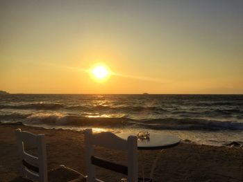 Scenic view of sunset over sea