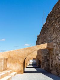 View of built structure against clear blue sky