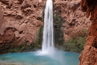 Scenic view of arizona waterfall with turquoise water