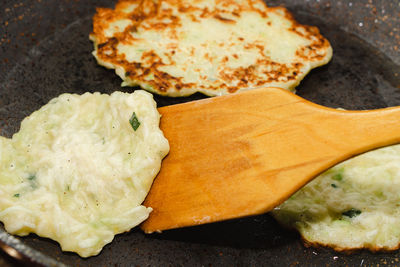 High angle view of food in plate