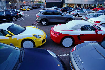 Close-up of traffic on city street