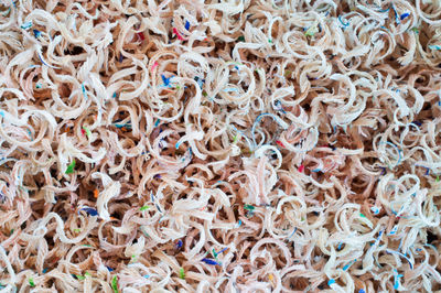 Full frame shot of wood shavings pile